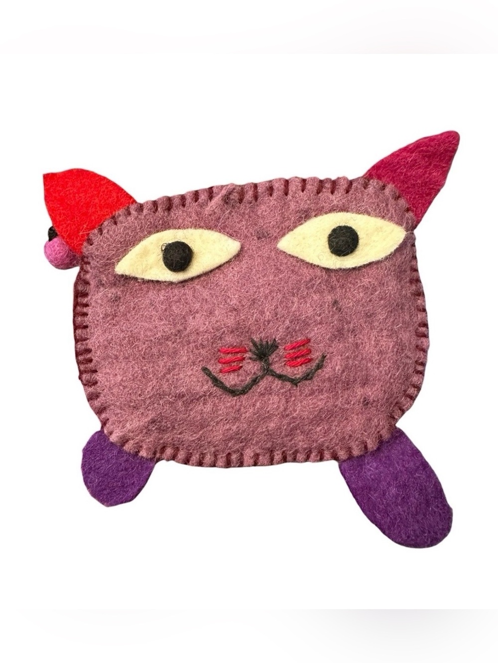 Nepal 100% Wool Felted Cat Coin Purse
